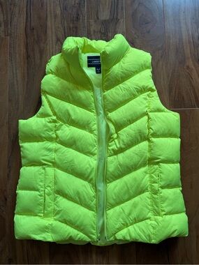 Lands End Womens Down Vest - Neon Yellow Green